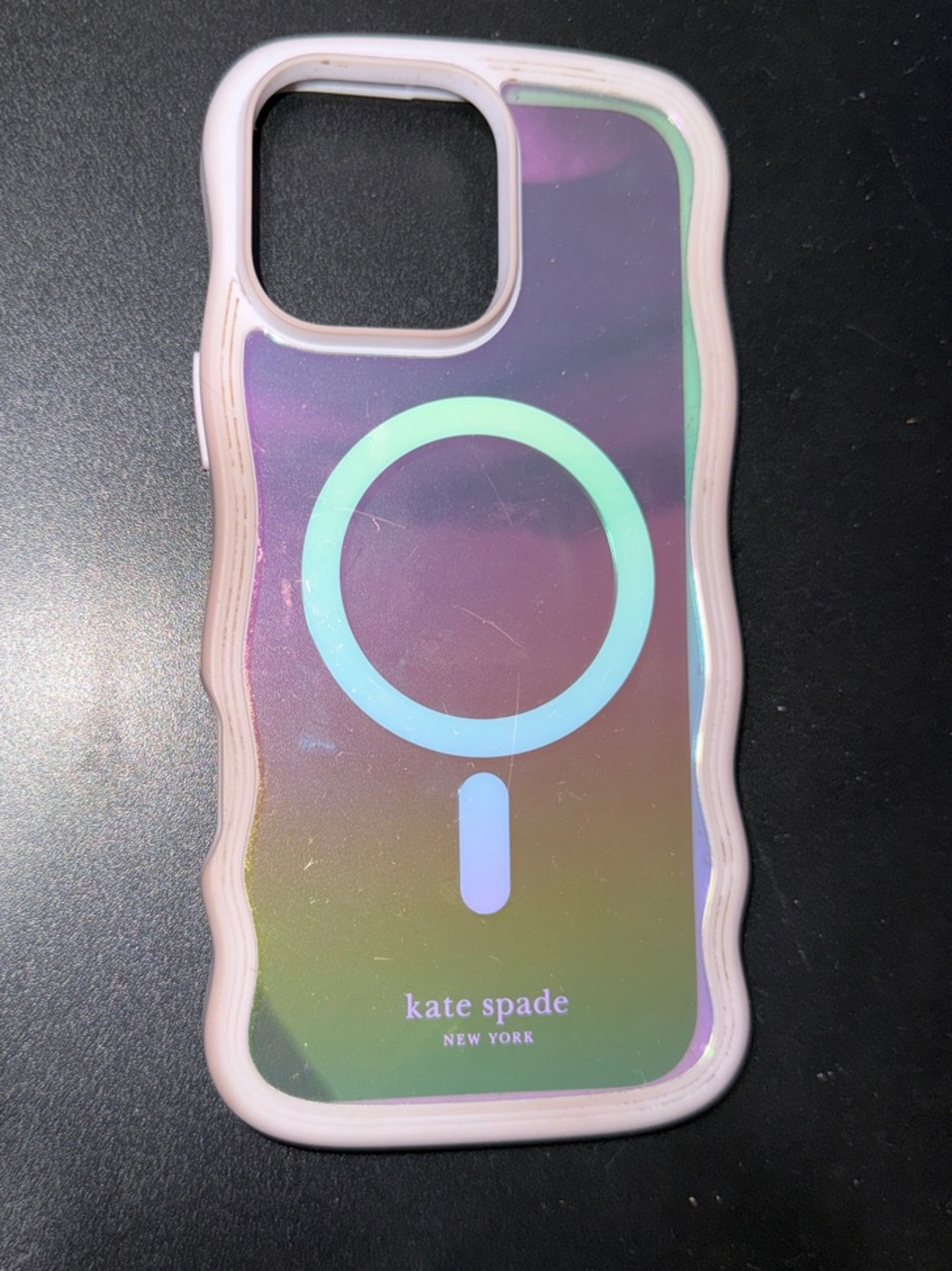 iPhone 16 Pro Max Case - kate spade Wavy Holographic Pink Edge